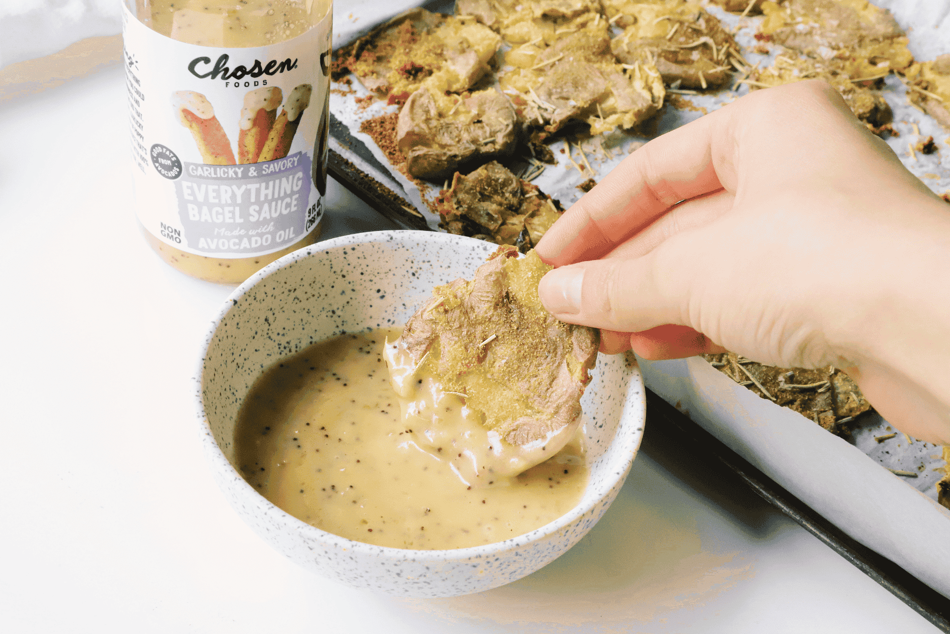Easy Garlic Smashed Potatoes Recipe With Low Sodium Dip