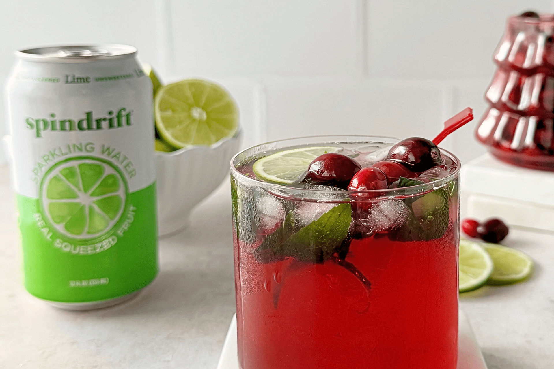 Low-Sugar Cranberry Lime Mocktail