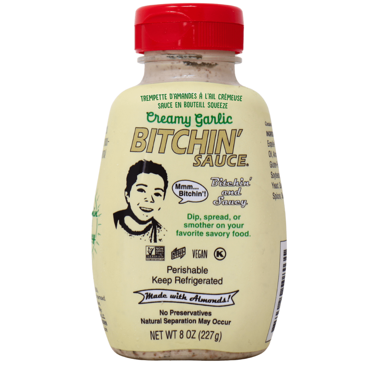 Bitchin’ Sauce Almond Dip Squeeze Bottle Creamy Garlic Sauce, 227g