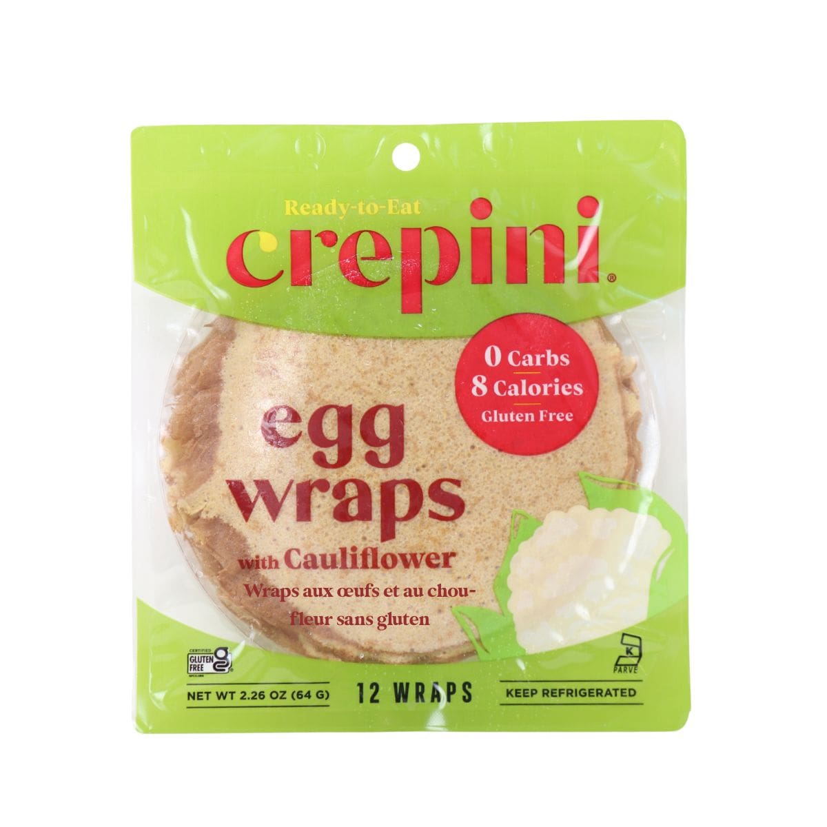 Crepini Gluten-Free Cauliflower Egg Wraps, 12 wraps