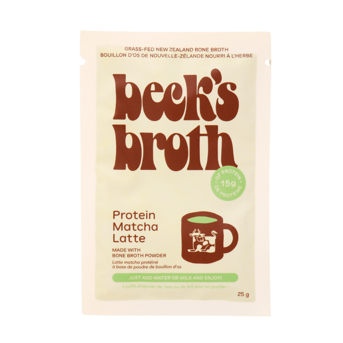Beck’s Broth Bone Broth Powder Protein Matcha Latte, 25g