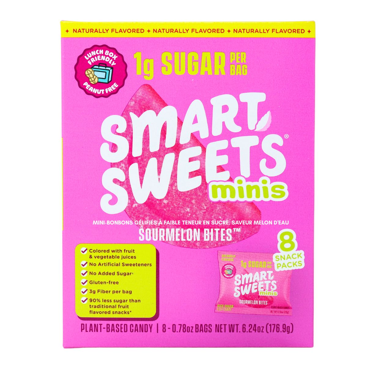 SmartSweets Low Sugar Mini Gummies Sourmelon Bites, 8 Pack