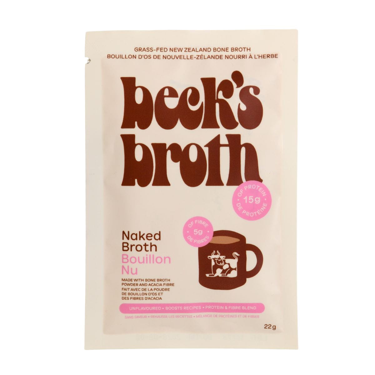 Beck’s Broth Unflavoured Bone Broth Powder Naked Broth, 22g