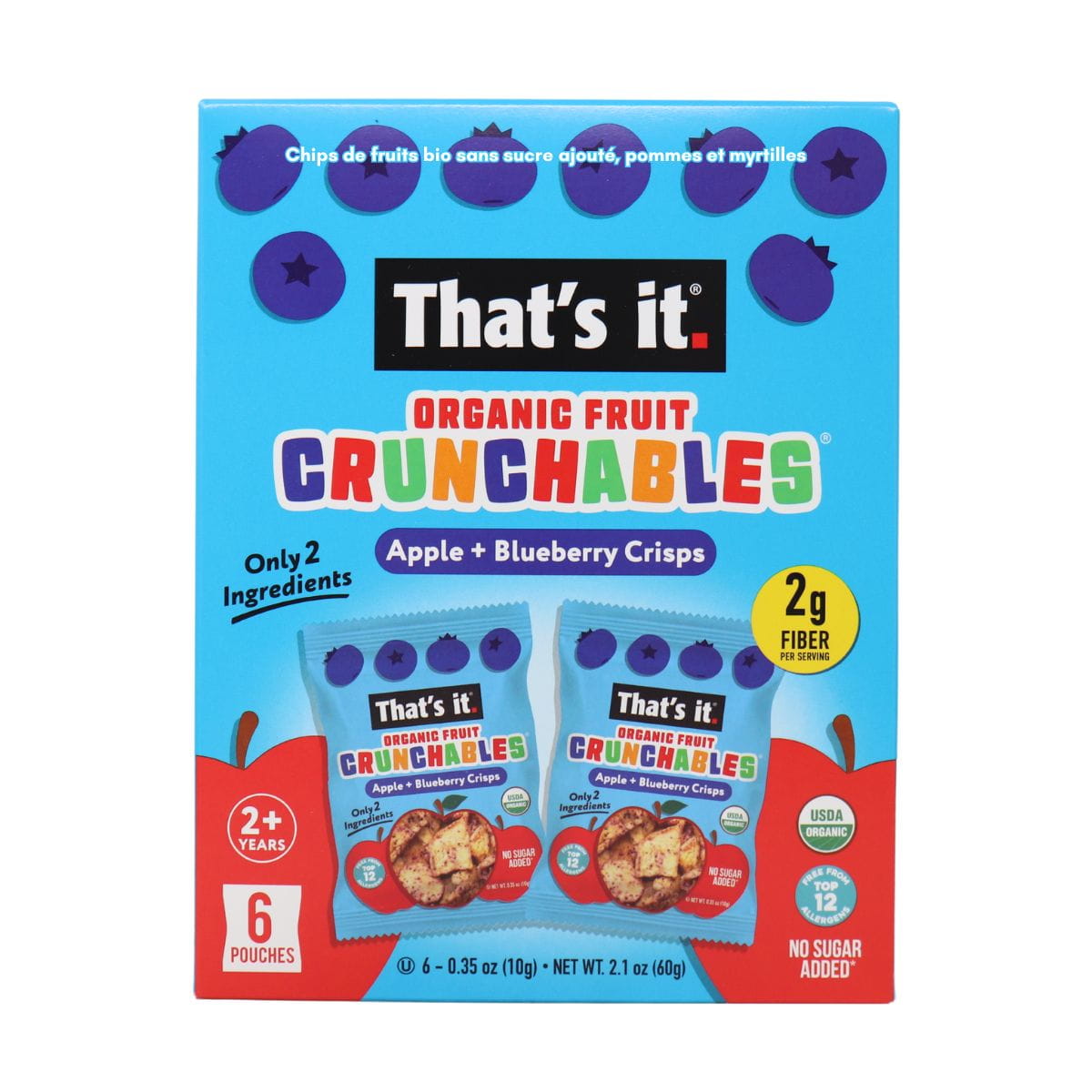 That’s It No Sugar Added Organic Fruit Crunchables Apple + Blueberry Crisps 6-Pack, 10 g each