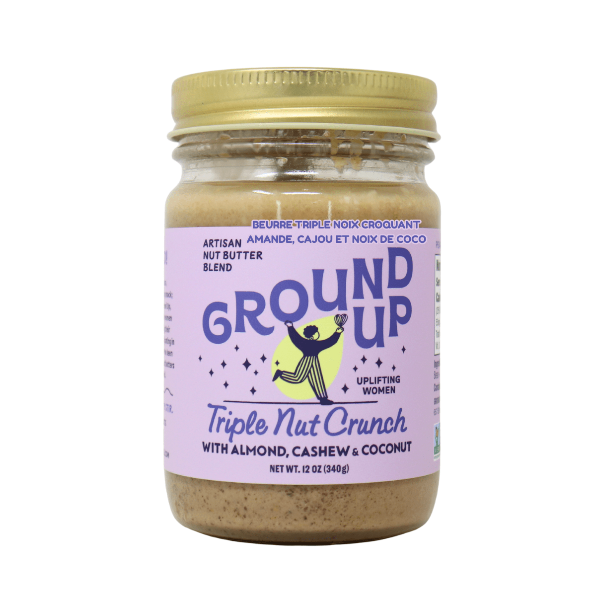 Ground Up Triple Nut Crunch Almond, Cashew, and Coconut Butter, 340g