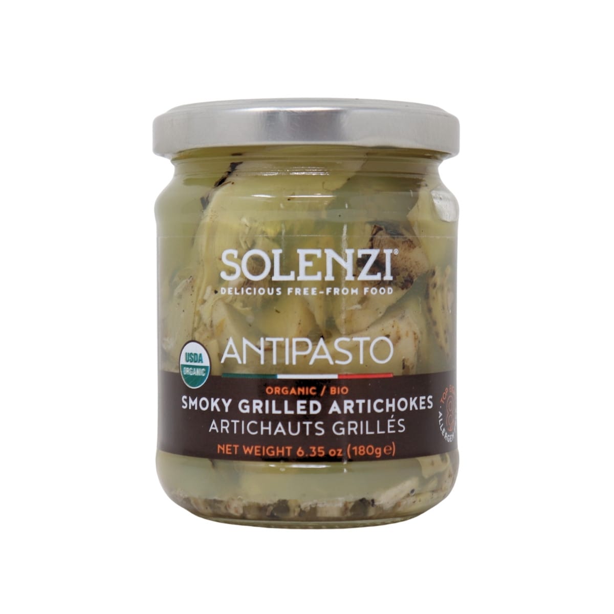 SOLENZI Organic Antipasto Smoky Grilled Artichokes, 180 g