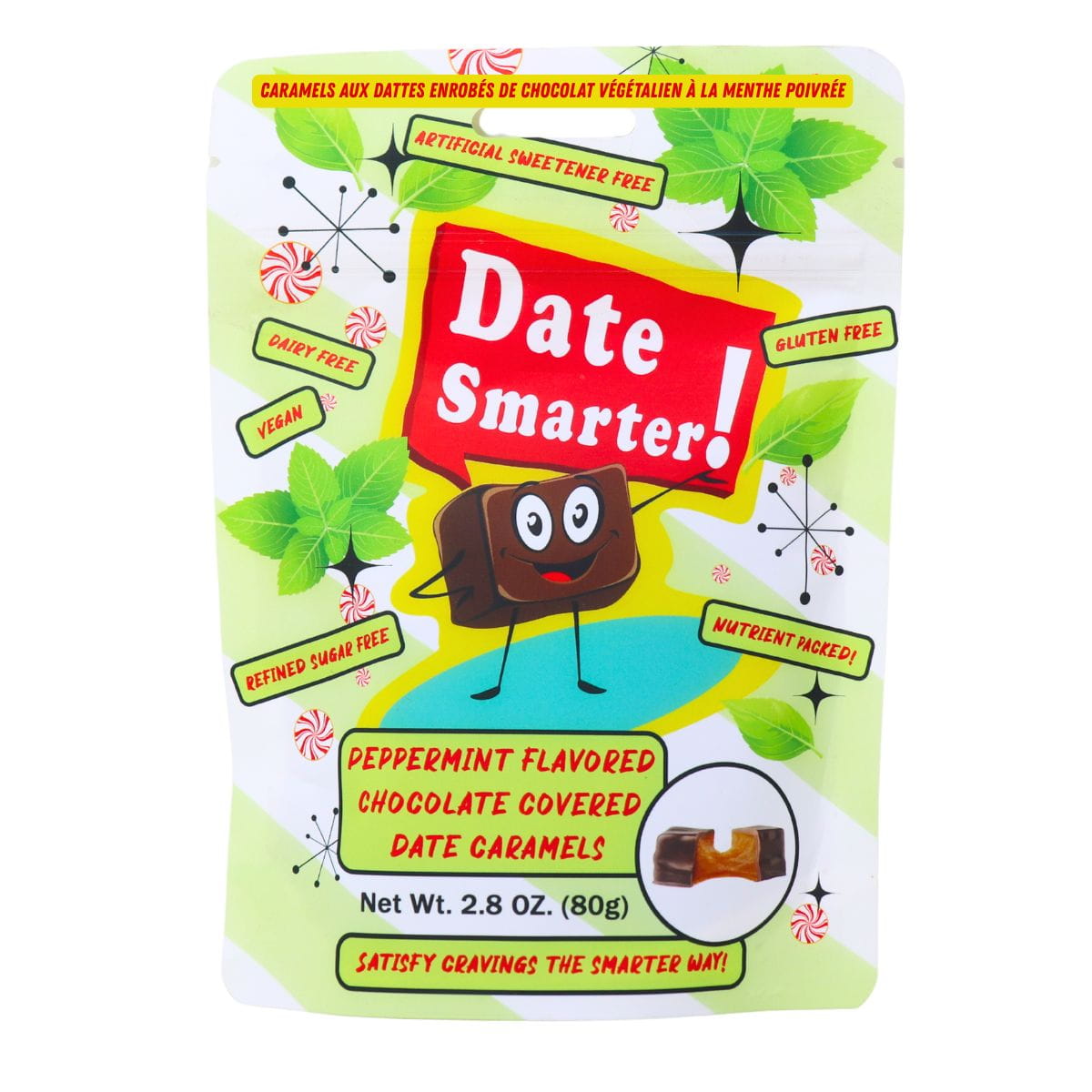 Date Smarter! Vegan Peppermint Flavoured Chocolate Covered Date Caramels, 80g