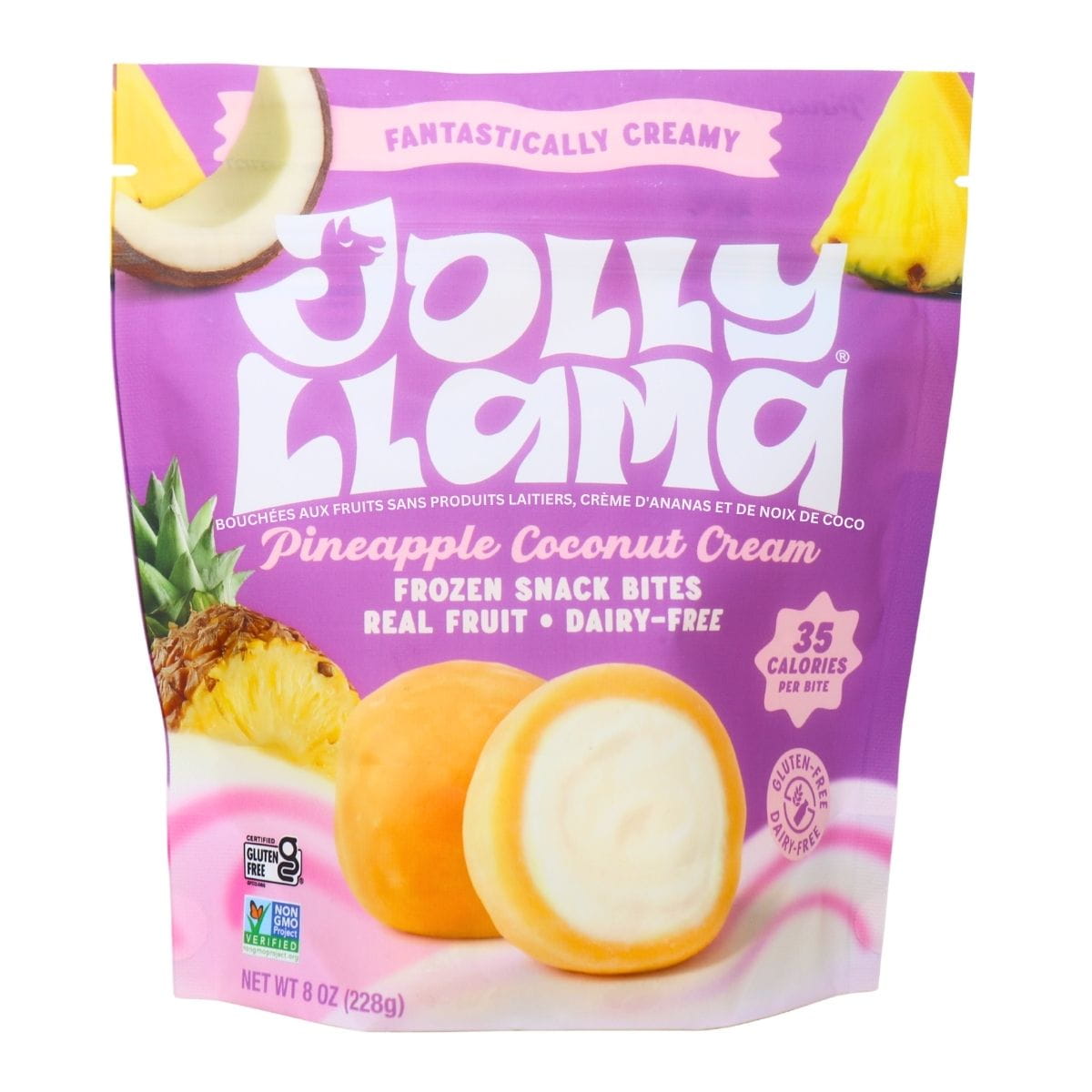 Jolly Llama Real Fruit Dairy-Free Snack Bites Pineapple Coconut Cream, 228g