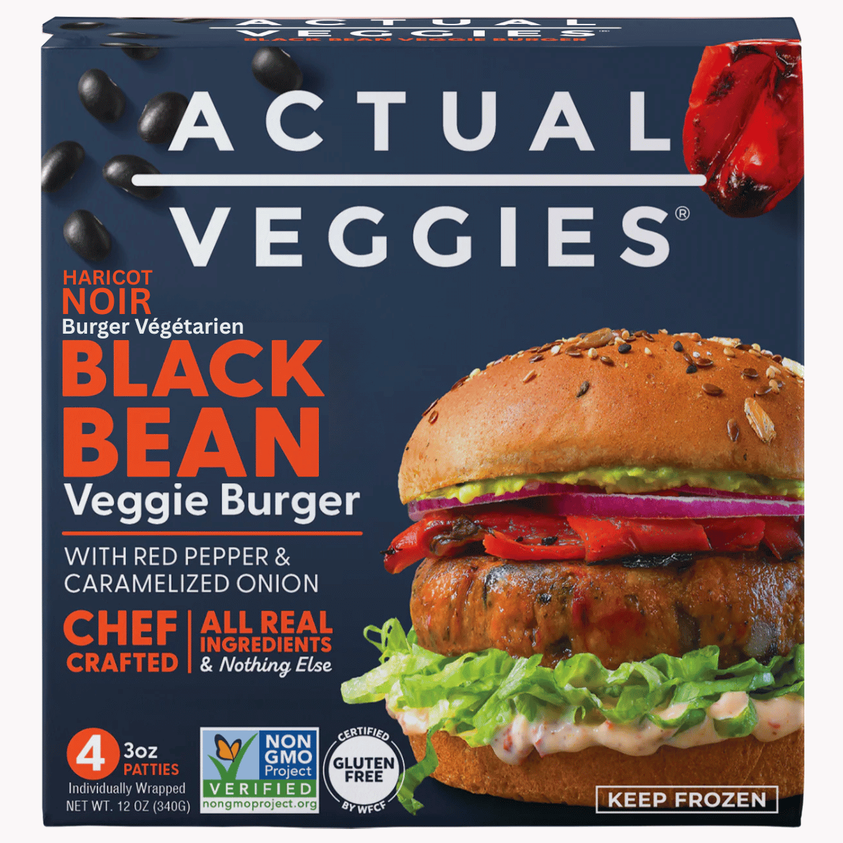 Actual Veggies Black Bean Veggie Burgers, 4 patties