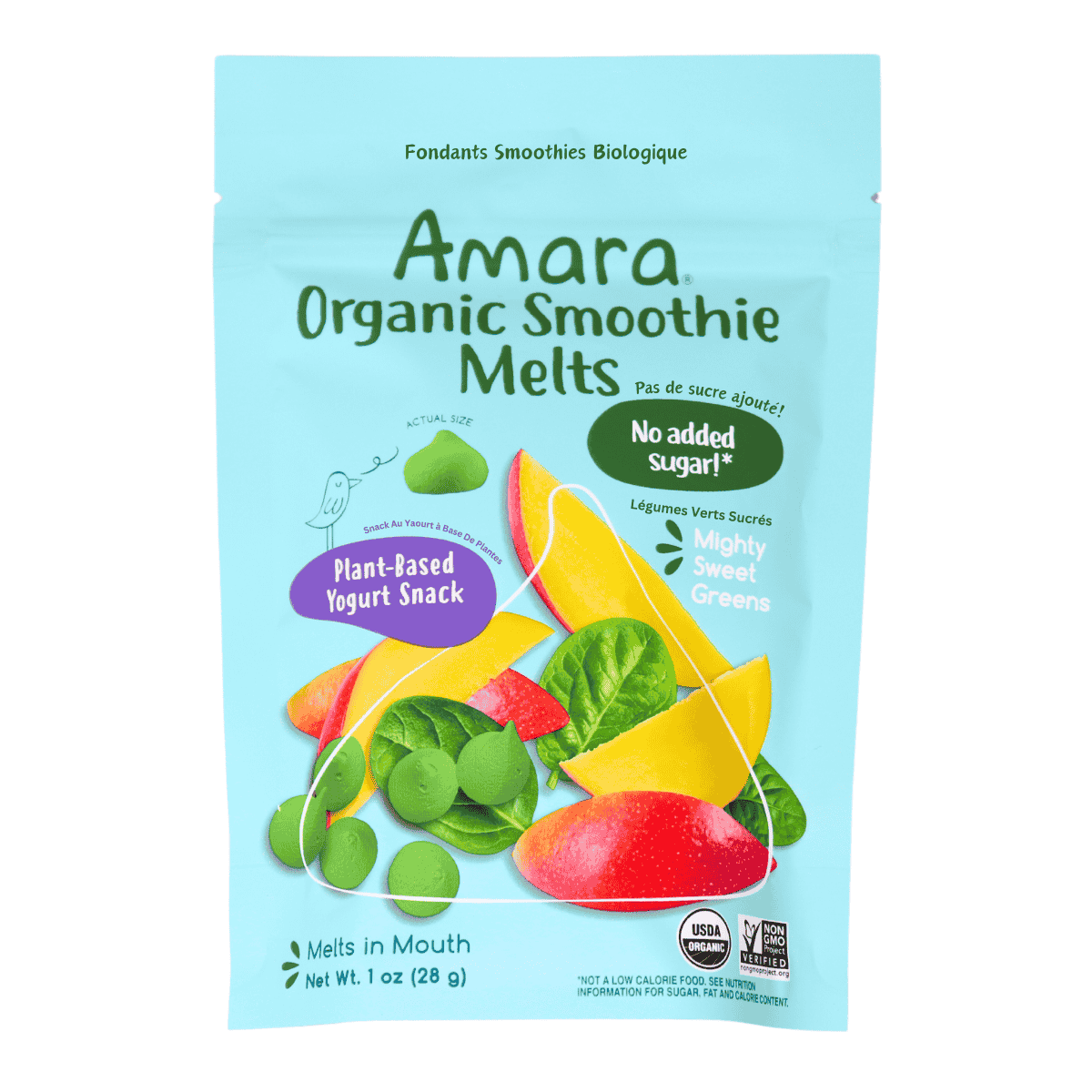 Amara No Sugar Organic Smoothie Melts Mighty Sweet Greens, 28g