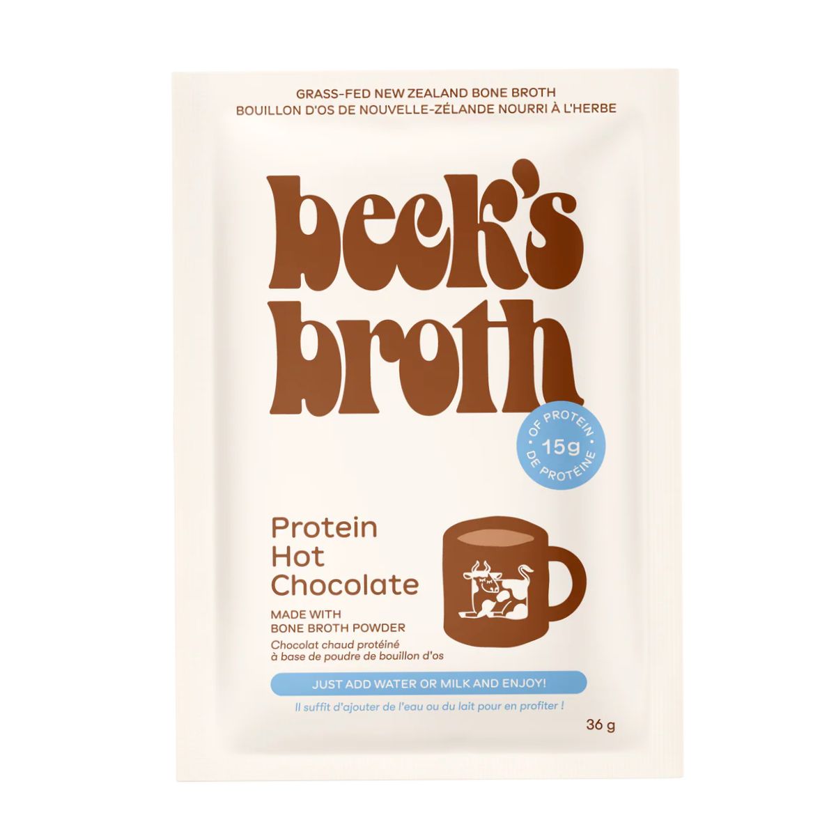 Beck’s Broth Bone Broth Powder Protein Hot Chocolate, 36g