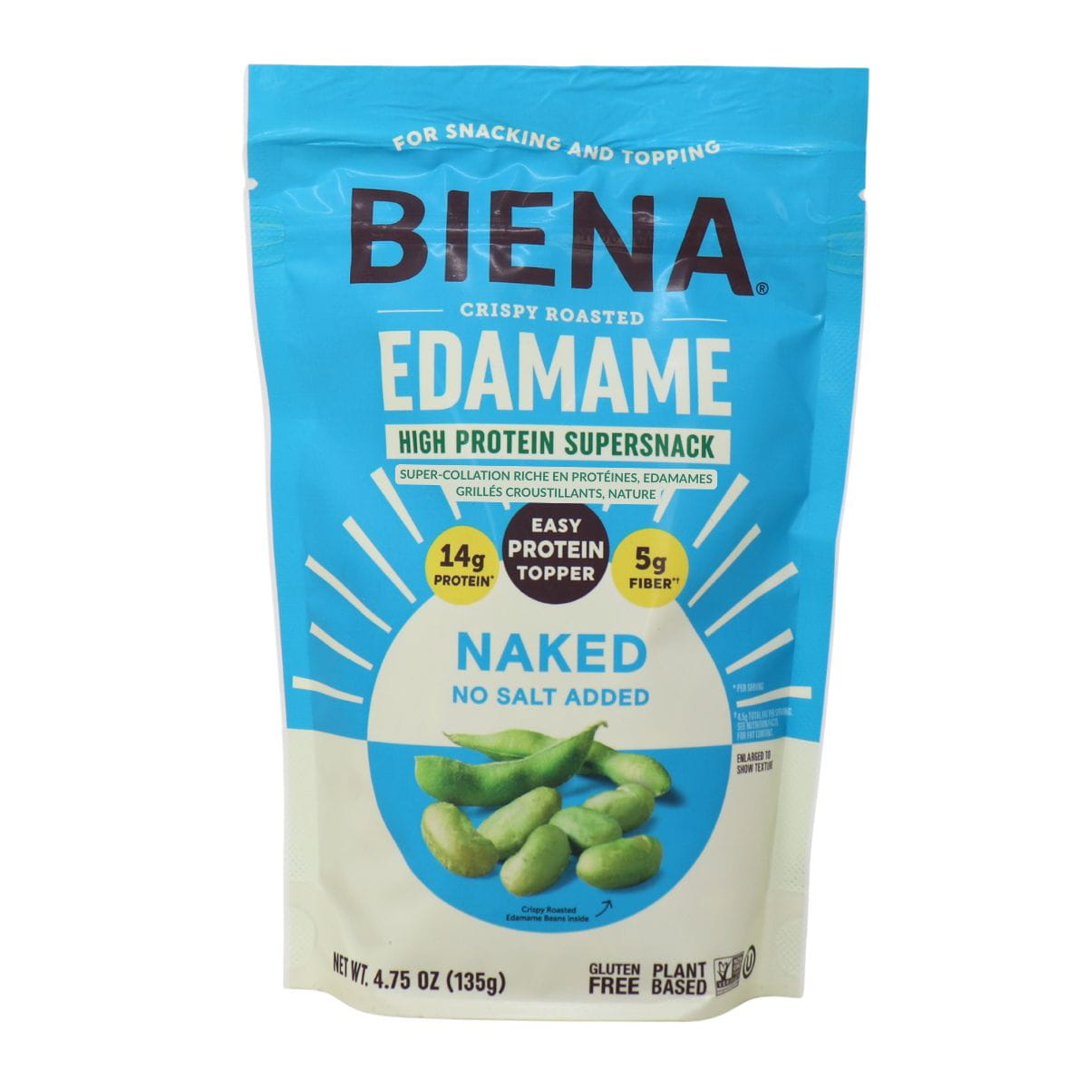 Biena High-Protein Crispy Roasted Edamame Supersnack Naked, 135g