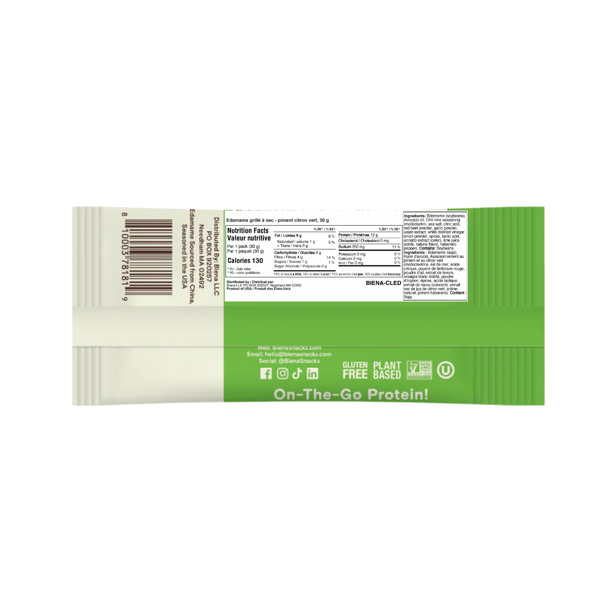 Biena High-Protein Edamame Supersnack Chili Lime, 30g