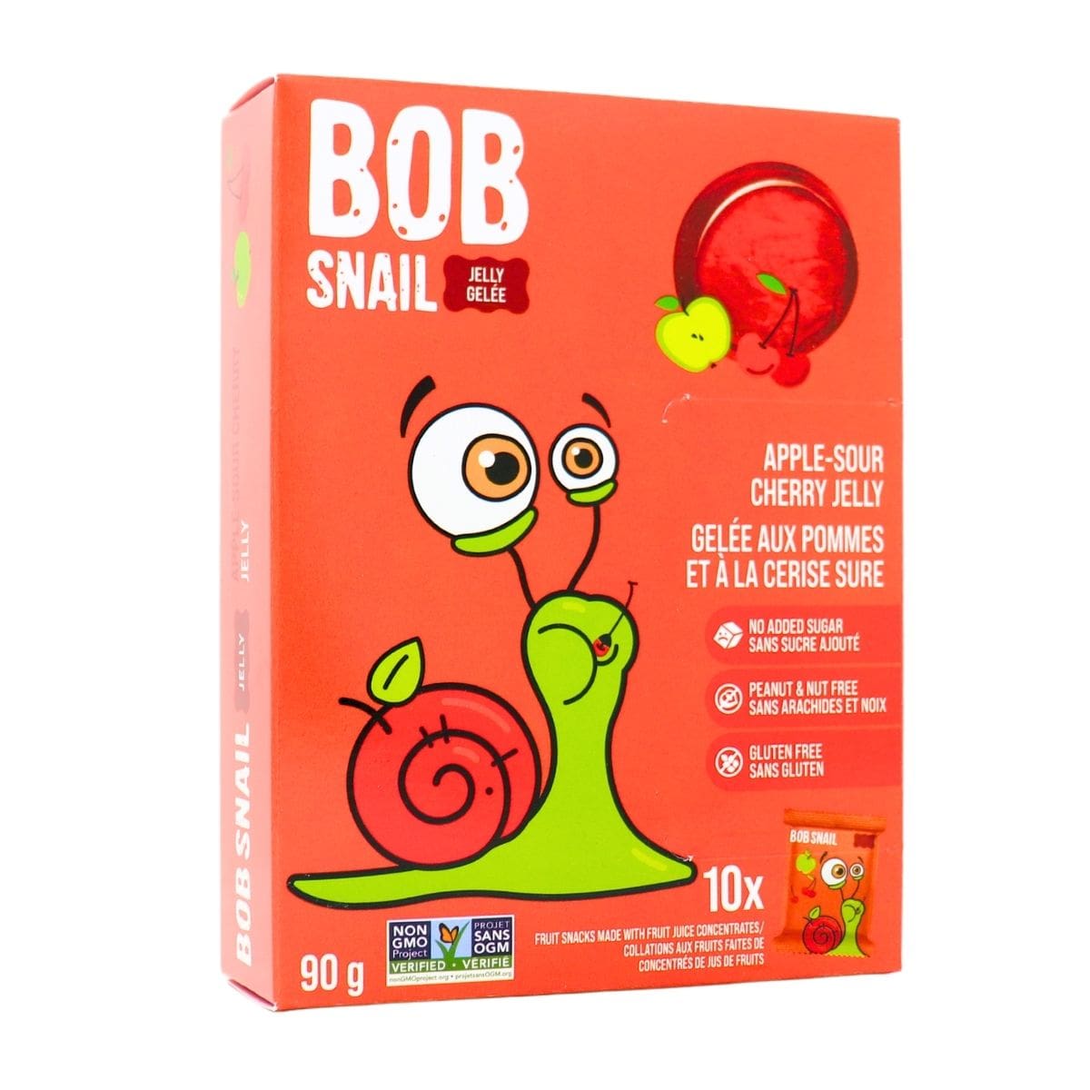 Bob Snail No Added Sugar Fruit Jelly Apple-Sour Cherry, 10 Packs