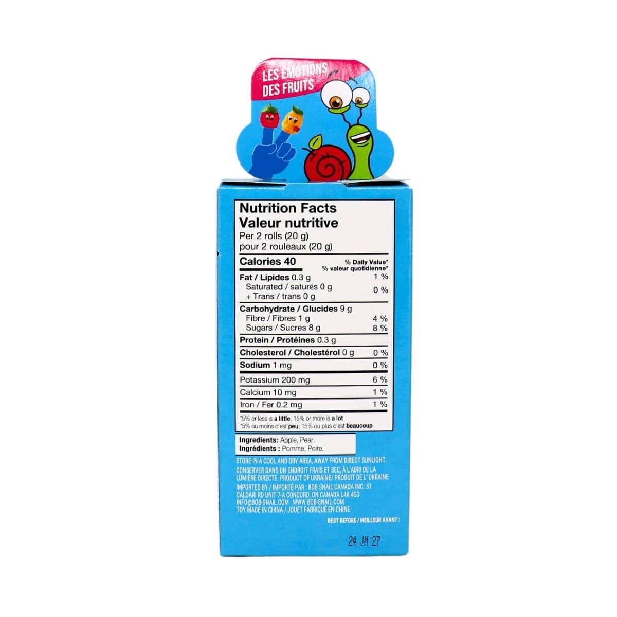 Bob Snail No Added Sugar Fruit Jelly Apple-Pear + Surprise Toy, 20g 2