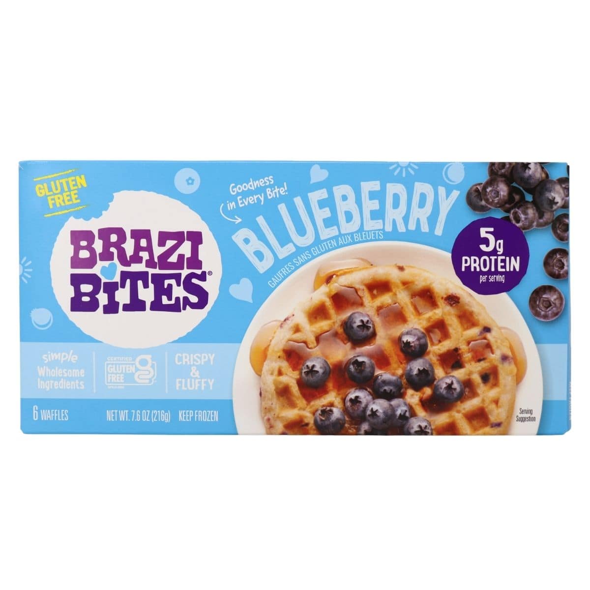 Brazi Bites Gluten-Free Waffles Blueberry, 216 g