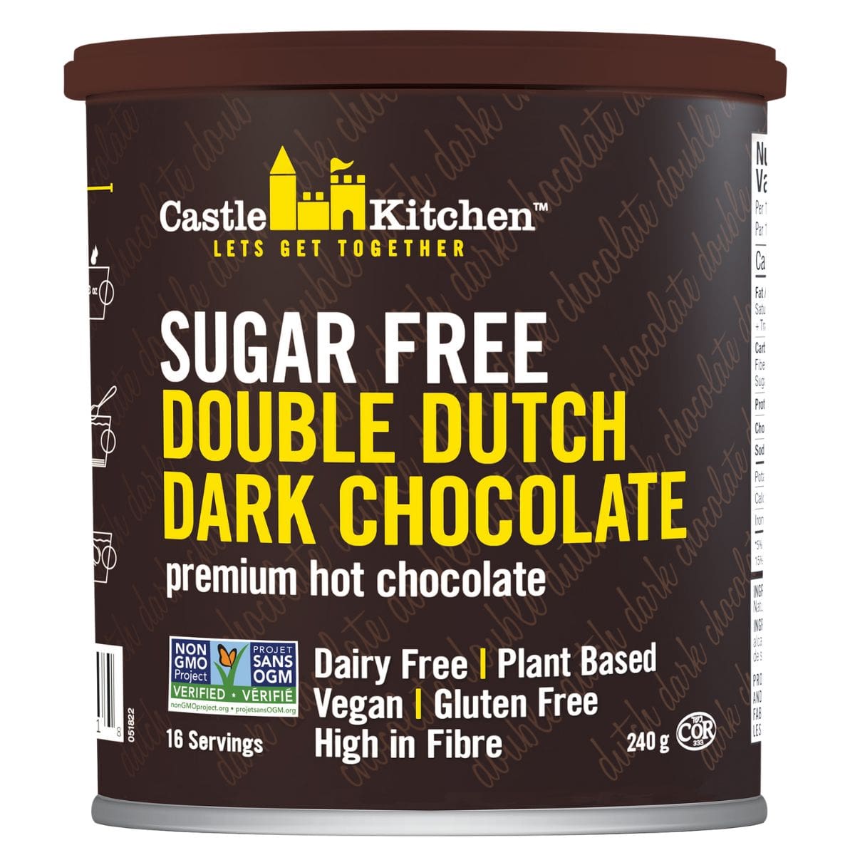 Castle Kitchen Sugar-Free Keto Dark Hot Chocolate Double Dutch, 240g