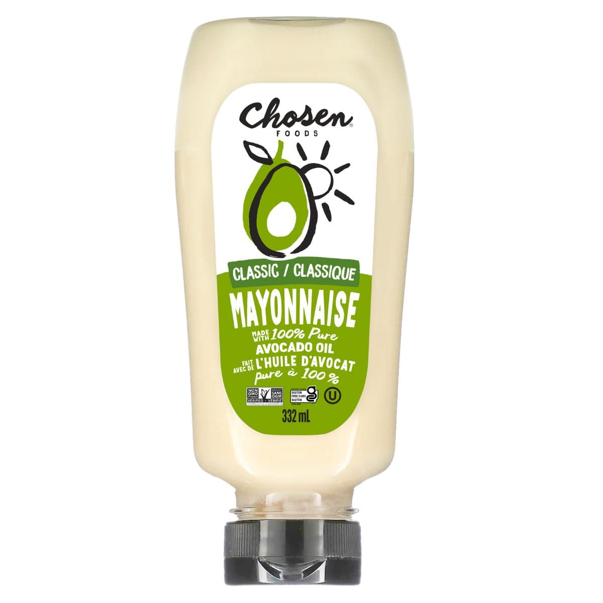 Chosen Foods Squeeze 100% Pure Avocado Oil Mayonnaise, 332ml