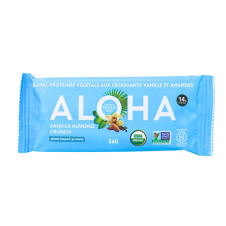 Front of ALOHA Protein Bars Organic Plant-Based Protein Bar Vanilla Almond Crunch