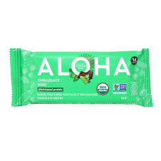 Front of ALOHA Protein Bar Organic Plant-Based Protein Bar Chocolate Mint Protein Bar
