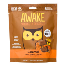 Front of Awake Chocolate Caffeinated Milk Chocolate Caramel Bites Pouch