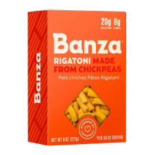 Front of Banza Chickpea Pasta Protein Pasta Rigatoni Pasta - Protein Pasta Canada - High Protein Pasta - High Protein Noodles