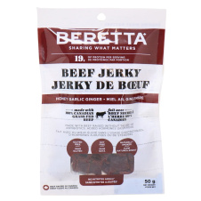 Front of Beretta Beef Jerky Honey Garlic Ginger, 50g