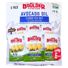 Front of Boulder Canyon Kettle Potato Chips With Avocado Oil Sea Salt Snack Packs