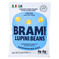 Front of Brami Italian Snacking Lupini Beans Sardinian Sea Salt - Keto snack Gluten Free Snack - Bean Snack