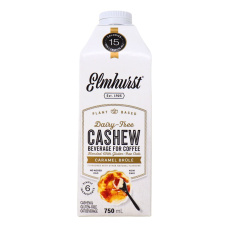Front of Elmhurst Plant-Based Cashew Creamer Caramel Brûlée - Cashew Creamer - Cashew Coffee Creamer - Cashew Cream