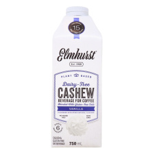 Front of Elmhurst Plant-Based Cashew Beverage For Coffee Vanilla - Cashew Milk - Elmhurst Cashew - Cashew Creamer