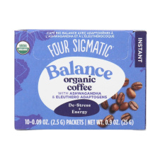 Front of Four Sigmatic Balance Organic Coffee with Ashwagandha & Eleuthero Adaptogens - 10 Packets