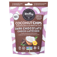 Front of Healthy Crunch Keto Coconut Chips Dark Choco’latte, 100g