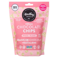 Front of Healthy Crunch White Vegan Chocolate Chips, 300g