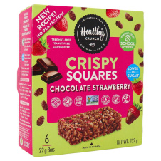 Front of Healthy Crunch Crispy Squares Strawberry Chocolate, 6 bars