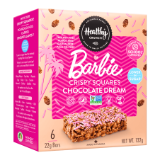 Healthy Crunch Low Sugar Barbie Crispy Squares Chocolate Dream, 6 Bars - Healthy Rice Crispy Treats, Rice Krispie Squares, Rice Krispie Treats