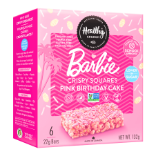 Healthy Crunch Low Sugar Barbie Crispy Squares Pink Birthday Cake, 6 Bars - Healthy Rice Crispy Treats, Rice Krispie Squares, Rice Krispie Treats