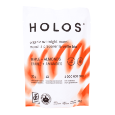Holos Organic Overnight Muesli Maple & Almonds, 90g - High Protein Overnight Oats, High Protein Muesli