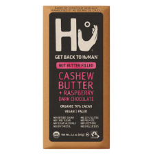 Front of Hu Cashew Butter and Raspberry Jelly Dark Chocolate Bar, 60g