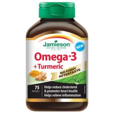 Front of Jamieson Vitamins Omega-3 & Turmeric, 75 Softgels