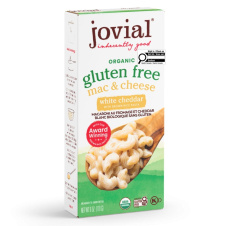 Front of Jovial Organic Gluten-Free Mac And Cheese White Cheddar - Healthy Gluten Free Mac And Cheese - White Cheddar Mac And Cheese