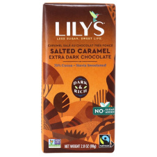 Front of Lily's Extra Dark Chocolate Salted Caramel