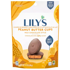 Front of Lily's Milk Chocolate Style Peanut Butter Cups - Chocolate Keto - Lily's Chocolate Bar - Keto Peanut Snacks