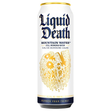 Front of Liquid Death Still Artesian Mountain Water