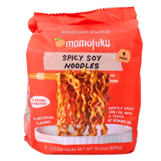 Front of Momofuku Noodles Spicy Soy - Momofuku Instant Noodles - Spicy Garlic Noodles - Spicy Asian Noodles