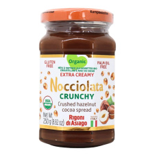 Front of Nocciolata Organic Hazelnut Spread Crunchy Chocolate Hazelnut Spread - Chocolate Hazelnut Spread - Healthy Nutella - Crunchy Hazelnut Spread