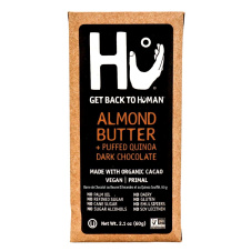 Front of Hu Almond Butter & Puffed Quinoa Chocolate Bar, 60g