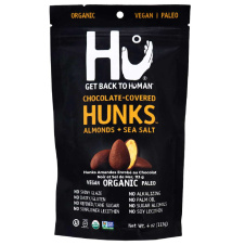 Front of Hu Dark Chocolate Covered Almonds + Sea Salt Hunks, 113g