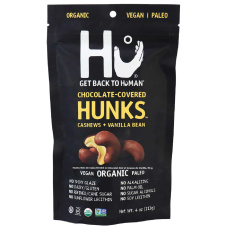 Front of Hu Kitchen Chocolate Covered Hunnks Cashews + Vanilla Bean