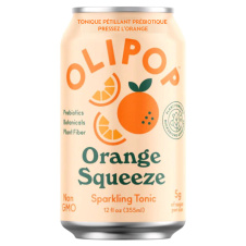 Front of OLIPOP Low Sugar Prebiotic Sparkling Tonic Orange Squeeze